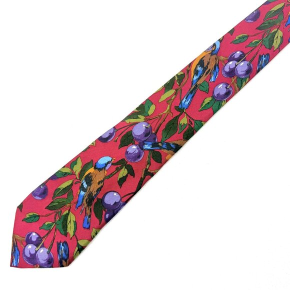 Hugo Boss Birds & Berries Silk Necktie Made in Italy - 61" x 3.5" - Picture 3 of 7